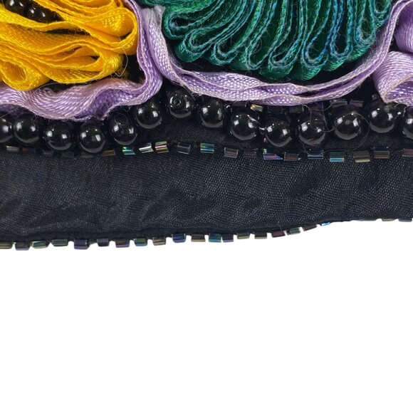 Vtg Precious Moments Floral Silk Jacket | M/L | Applique Beaded | Art to Wear - Picture 5 of 13